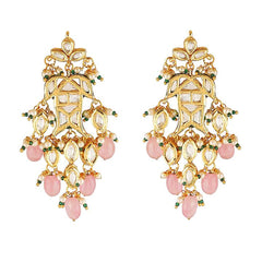 Gold Finish Kundan Polki Dangler Earrings