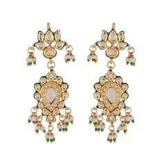Gold Finish Kundan Polki & Pearl Long Necklace Set