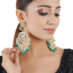 Gold Finish Chandbali Earrings With Pearls