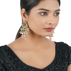 Gold Finish Kundan Polki Dangler Earrings