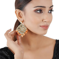 Gold Finish Dangler Earring In Mixed Metal