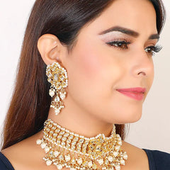 Gold Finish Ethnic Choker Necklace Set