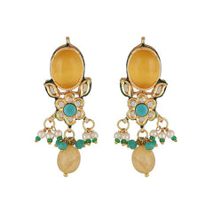 Gold Finish Kundan Polki & Yellow Onyx Choker Necklace Set