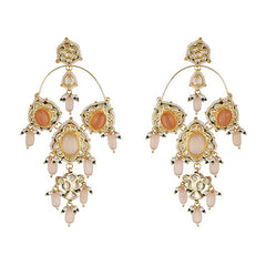 Gold Finish Pearl Hoop Earrings