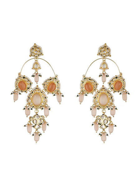 Gold Finish Pearl Hoop Earrings