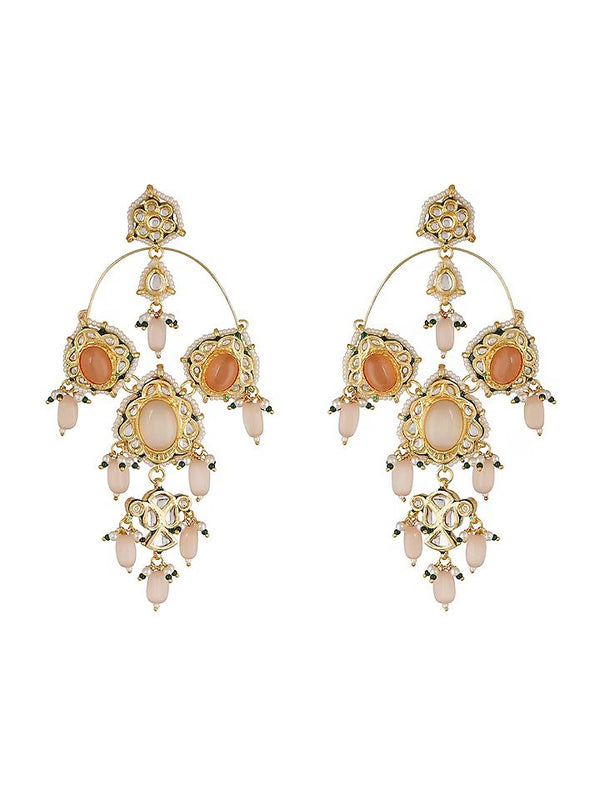 Gold Finish Pearl Hoop Earrings