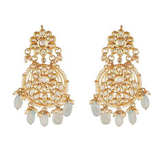 Gold Finish Kundan Chandbali Earrings