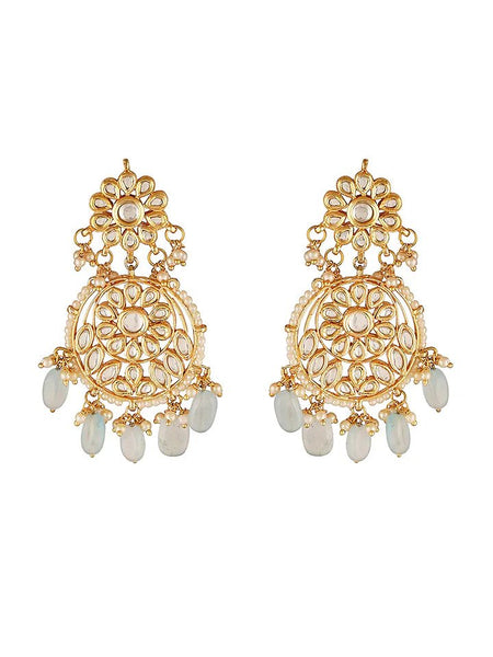 Gold Finish Kundan Chandbali Earrings
