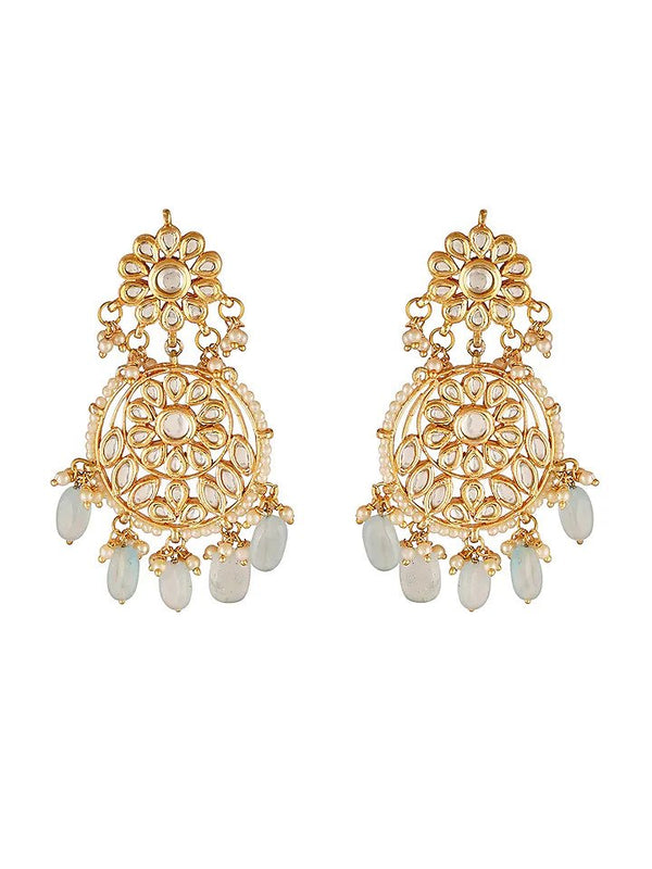Gold Finish Kundan Chandbali Earrings