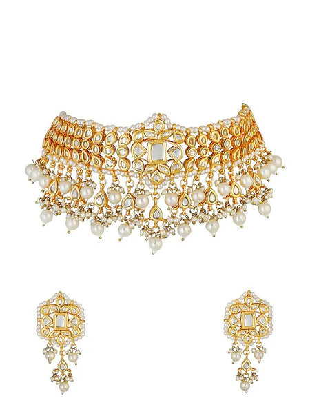 Gold Finish Ethnic Choker Necklace Set