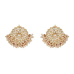 Gold Finish Kundan & Pearl Stud Earrings