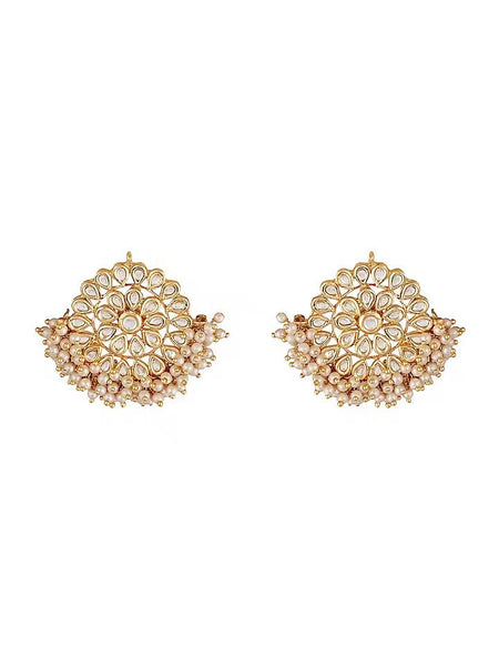Gold Finish Kundan & Pearl Stud Earrings