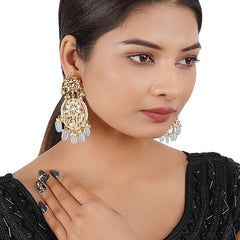 Gold Finish Kundan Chandbali Earrings