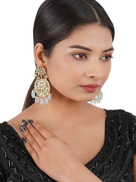 Gold Finish Kundan Chandbali Earrings