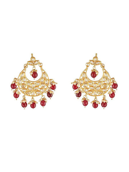 Gold Finish Kundan Polki Chandbali Earring