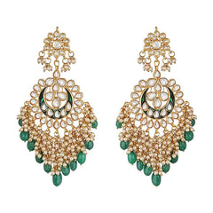 Gold Finish Chandbali Earrings With Pearls