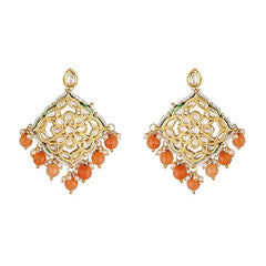 Gold Finish Dangler Earring In Mixed Metal