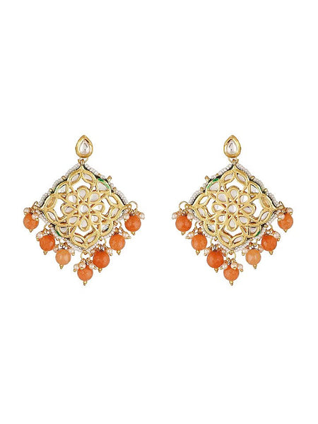 Gold Finish Dangler Earring In Mixed Metal