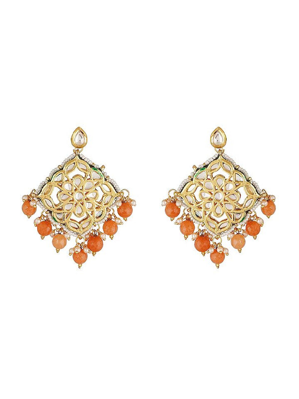 Gold Finish Dangler Earring In Mixed Metal