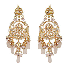 Gold Finish Chandbali Earring In Mixed Metal