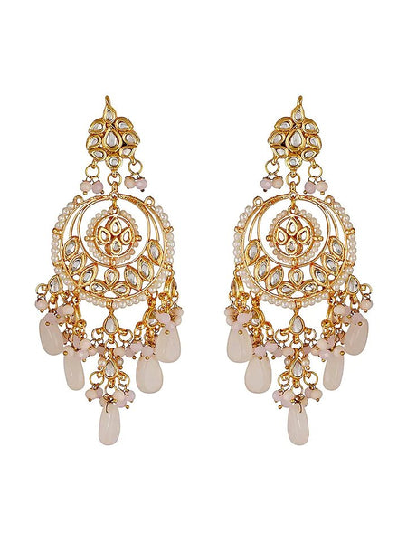 Gold Finish Chandbali Earring In Mixed Metal