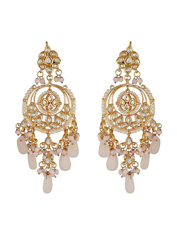 Gold Finish Chandbali Earring In Mixed Metal