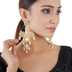 Gold Finish Pearl Hoop Earrings