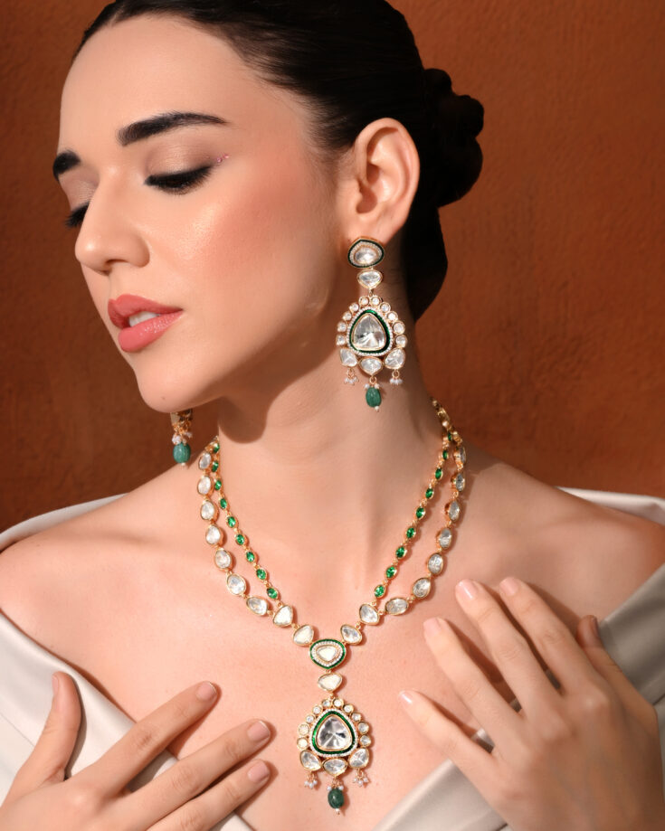 Green Long Royal Necklace Set