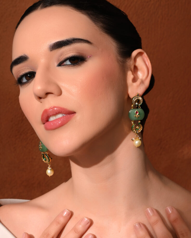 Green Ethnic Danglers