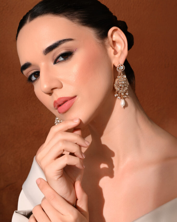 White Kundan Polki Danglers