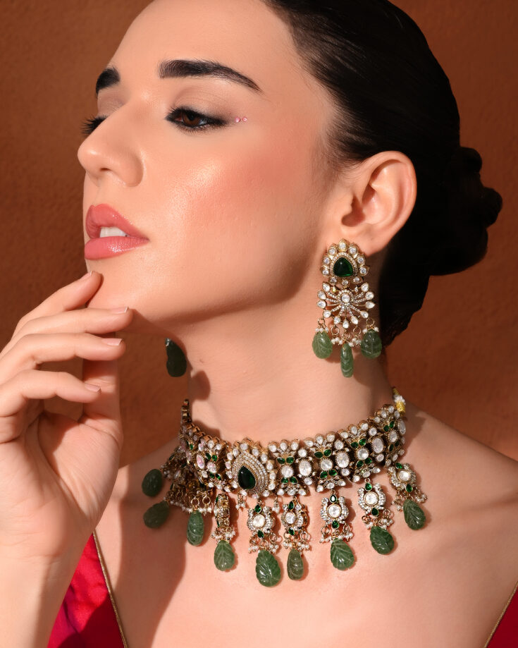 Green Kundan Classic Choker Set