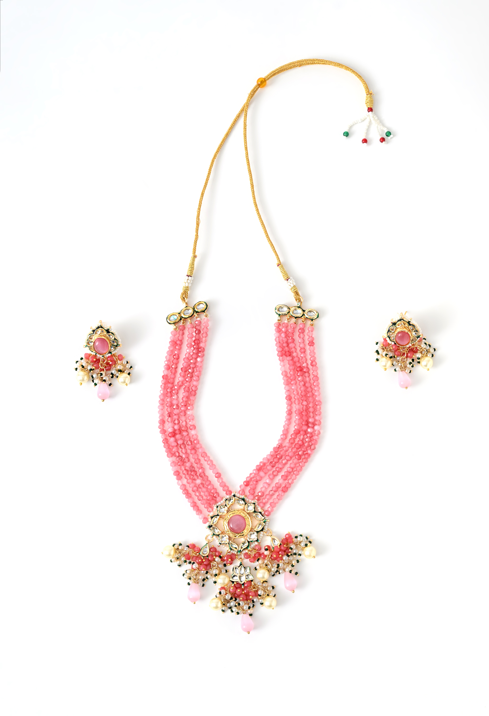 Pink Statement Kundan Polki Necklace Set