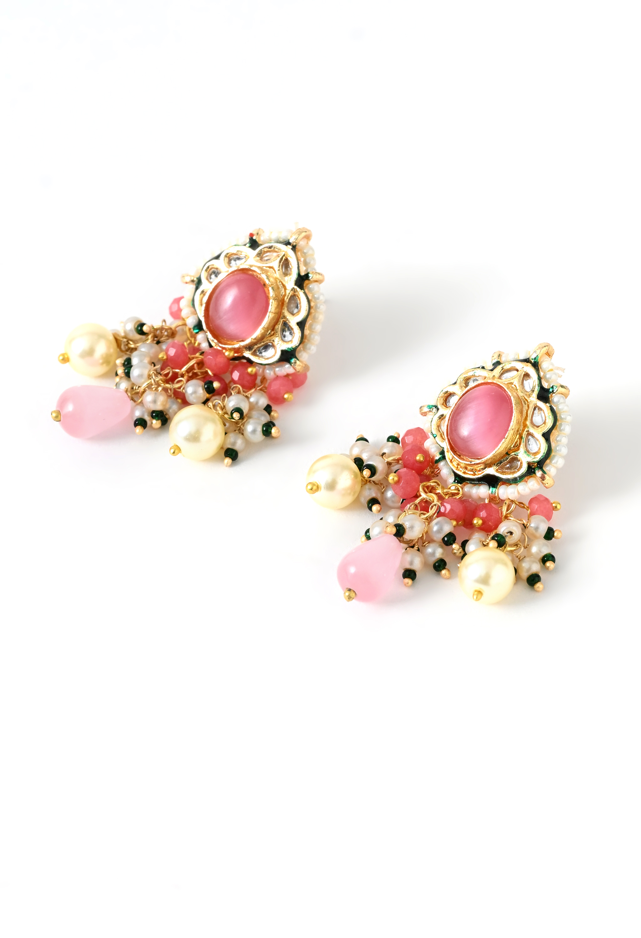 Pink Statement Kundan Polki Necklace Set