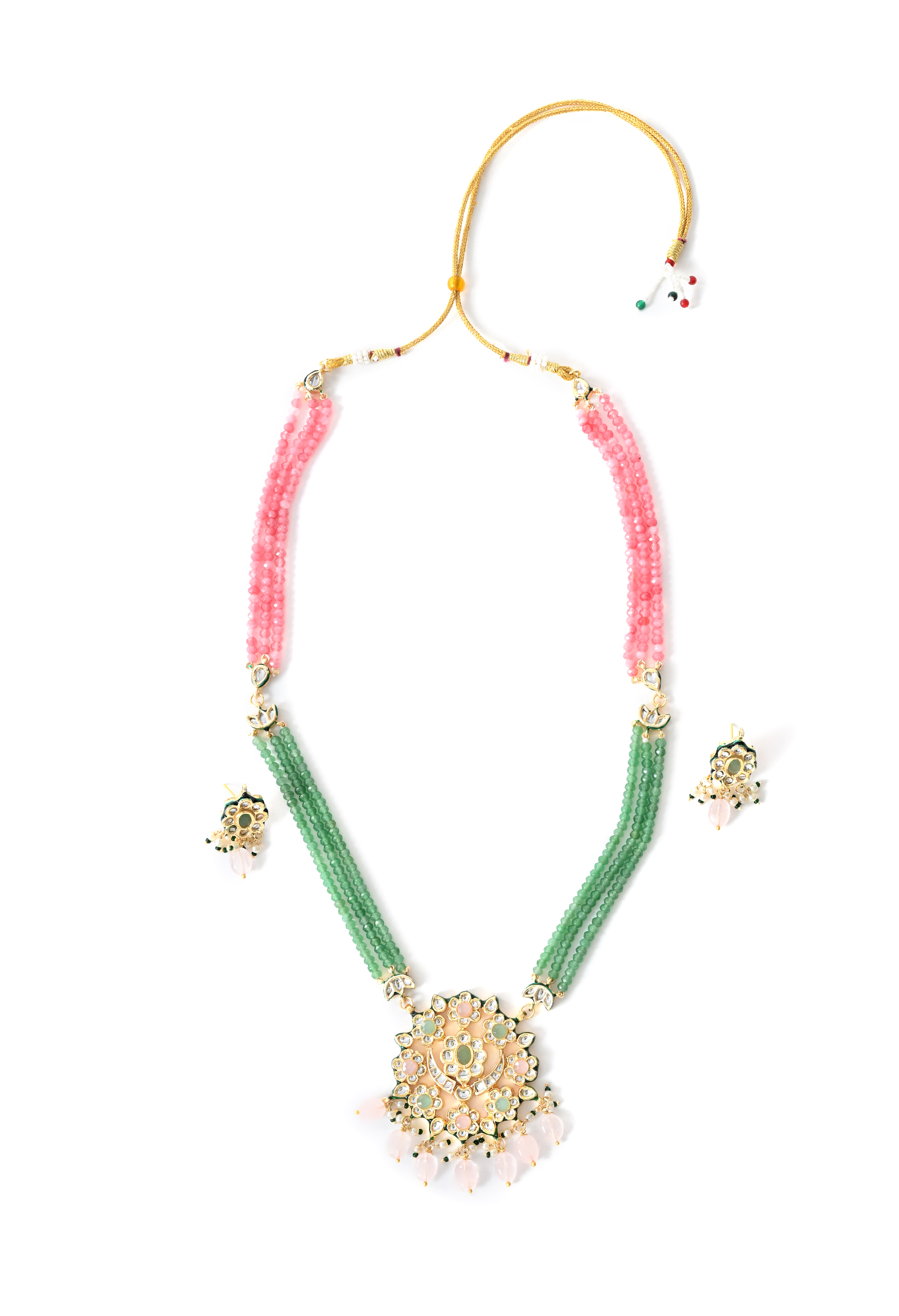 Multi Long Kundan Polki Necklace Set