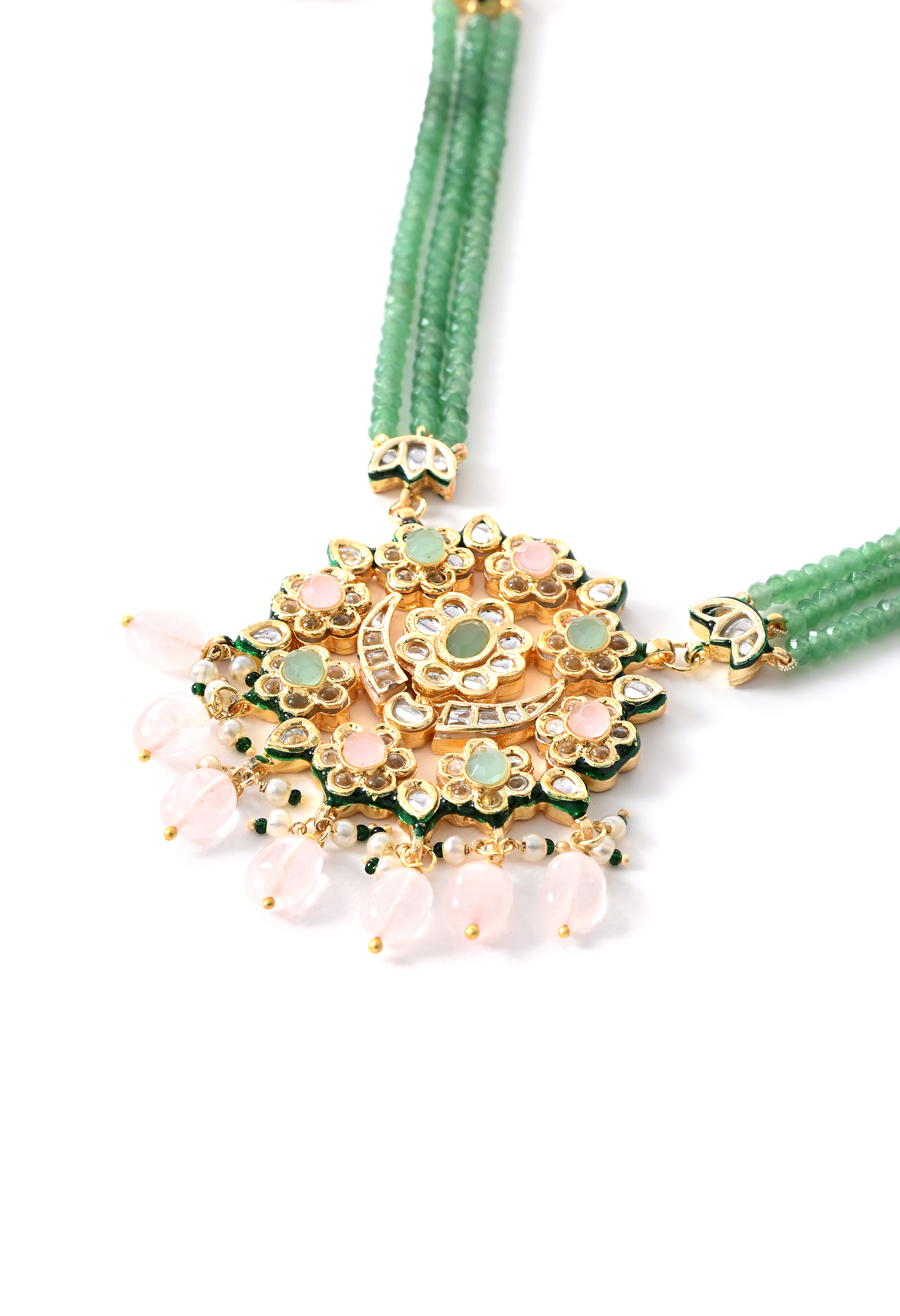 Multi Long Kundan Polki Necklace Set