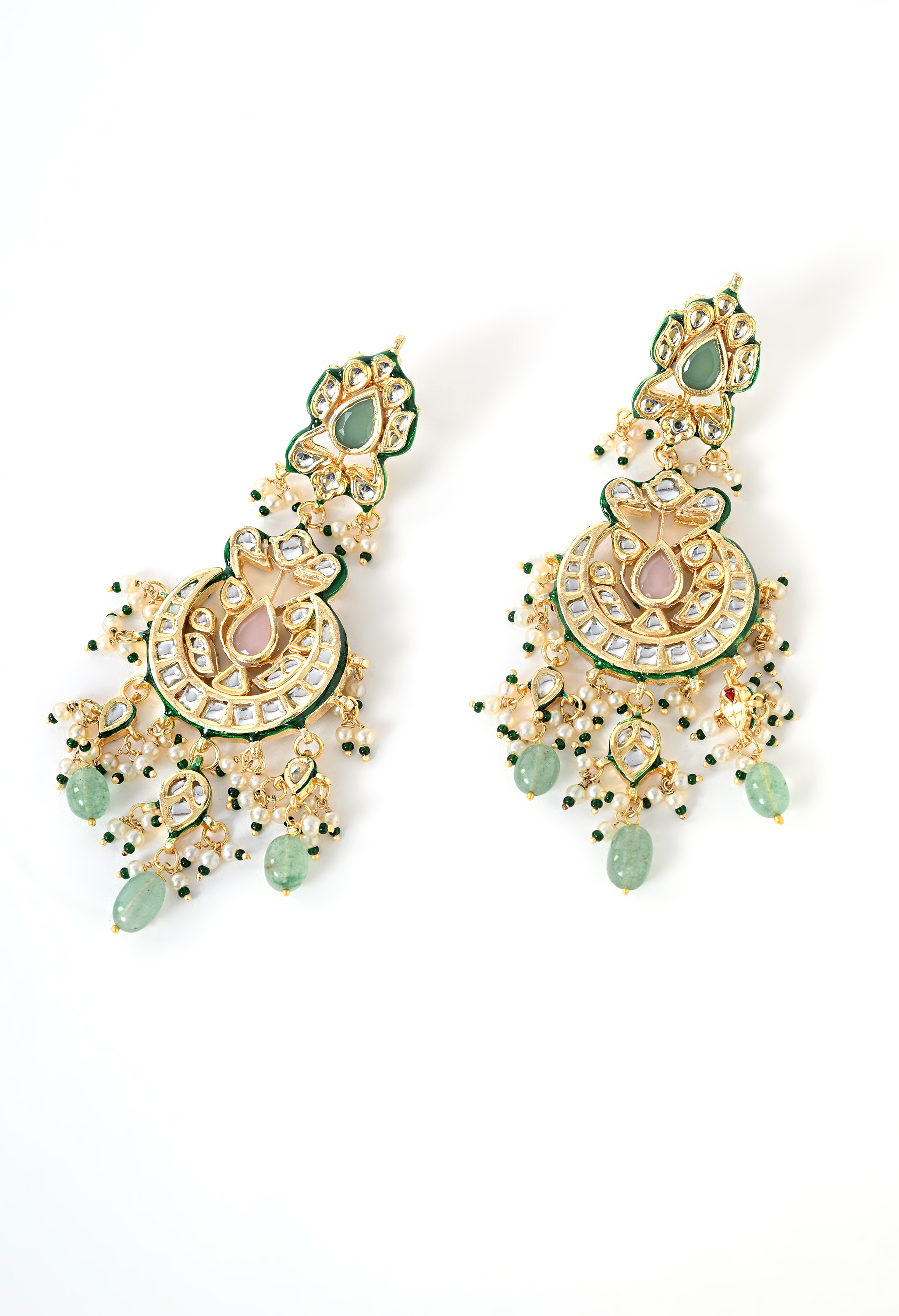 Multi Kundan Polki Chaandbaali Earrings