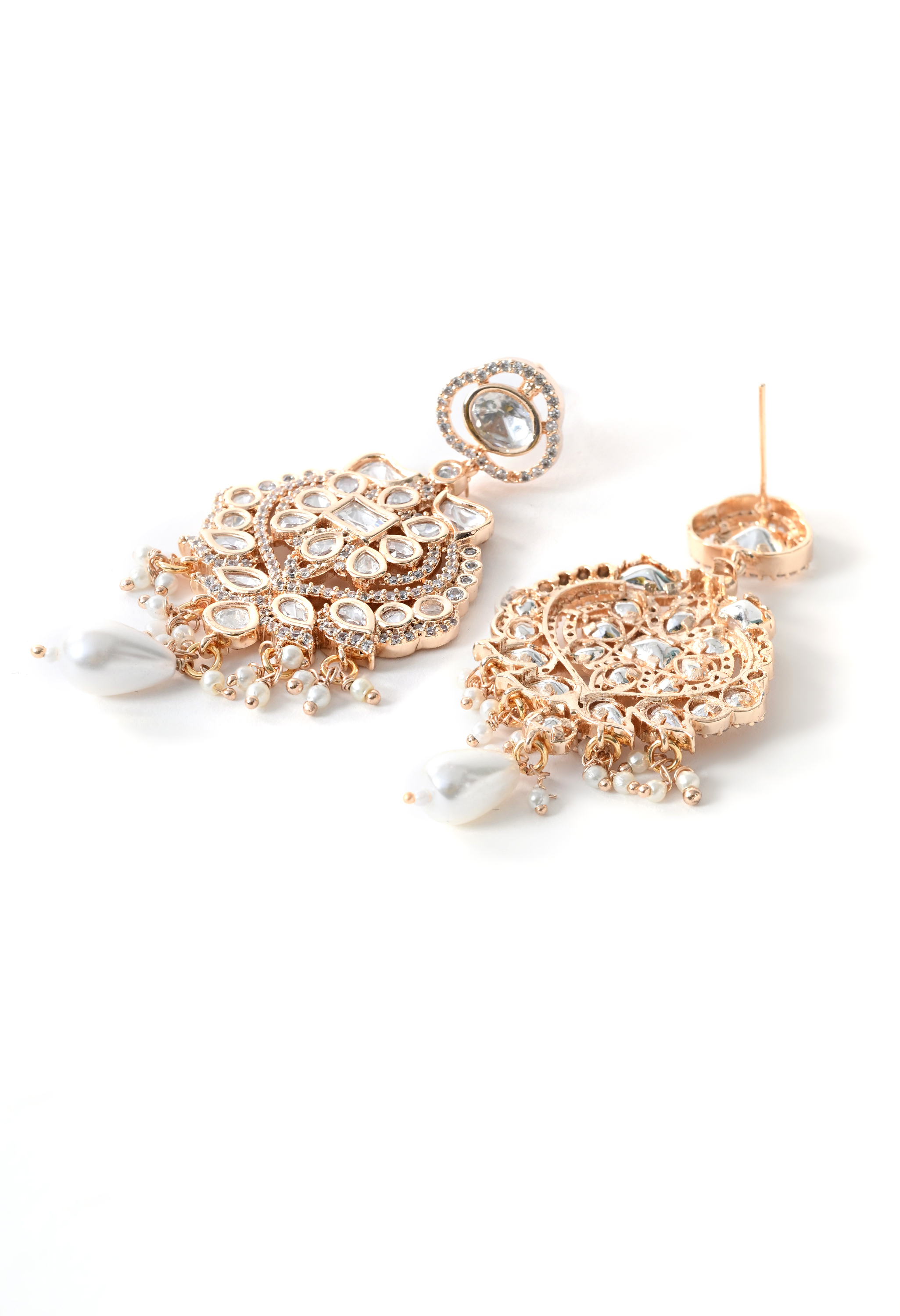 White Kundan Polki Danglers