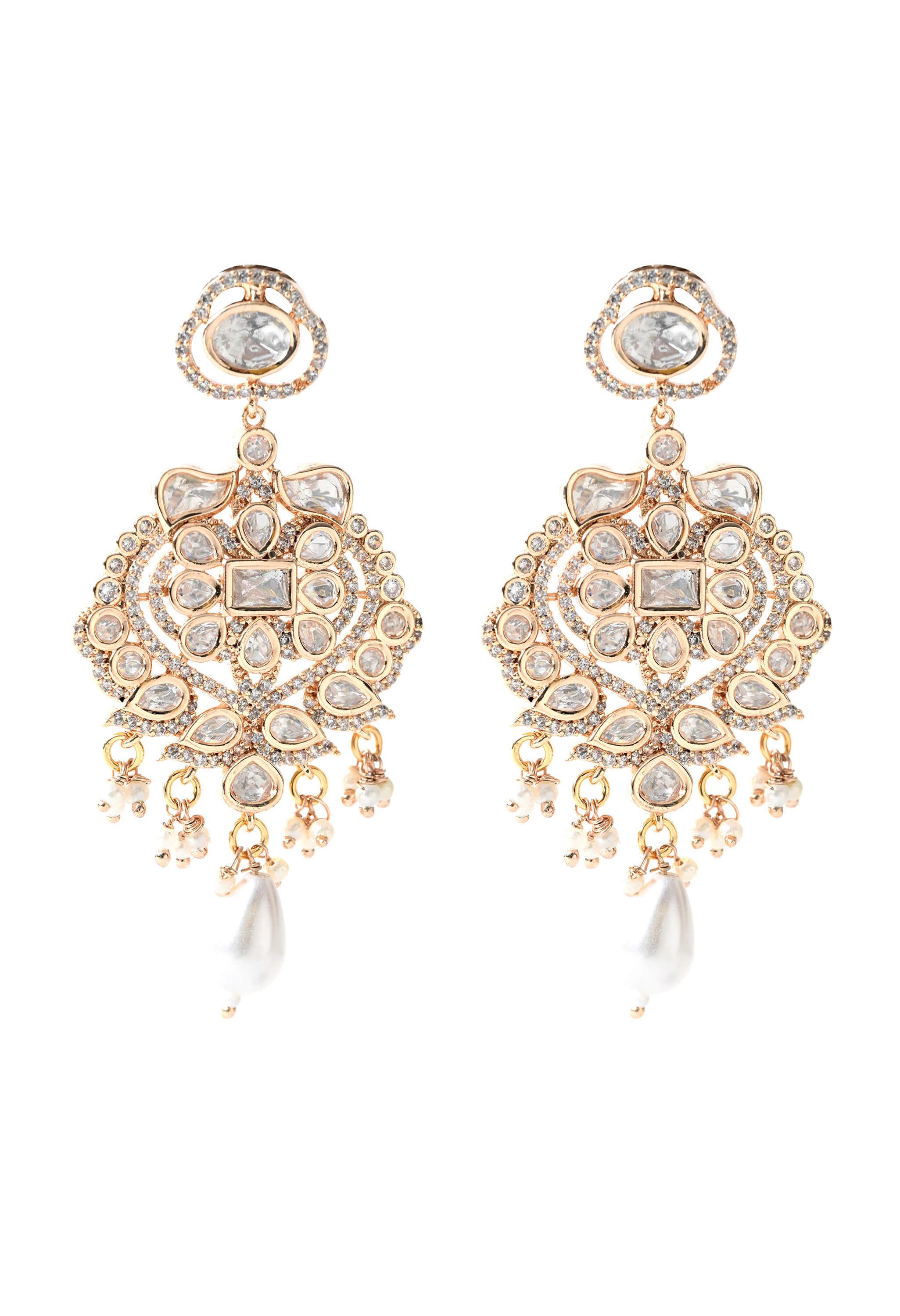 White Kundan Polki Danglers