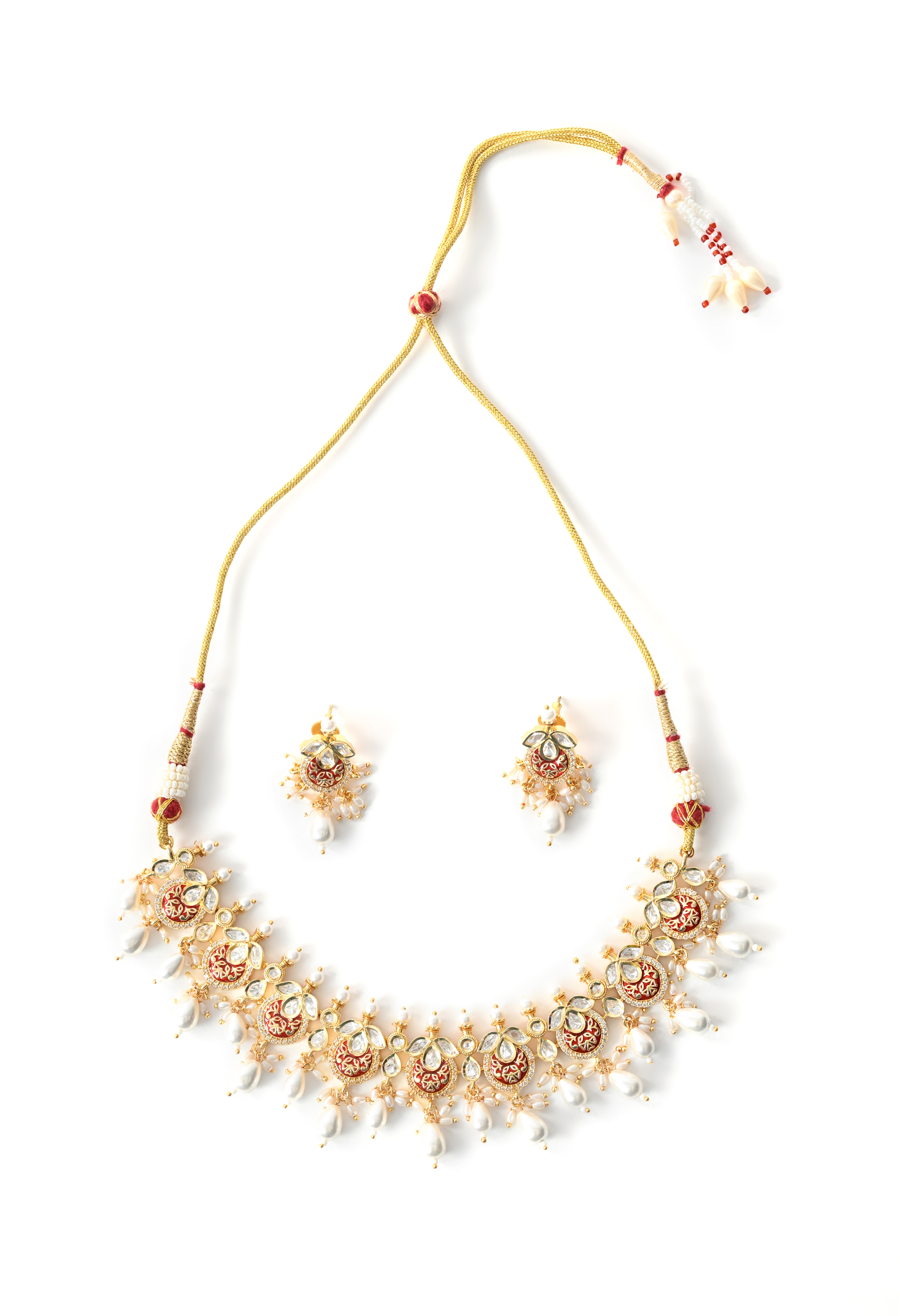 Red Ethnic Necklace Set