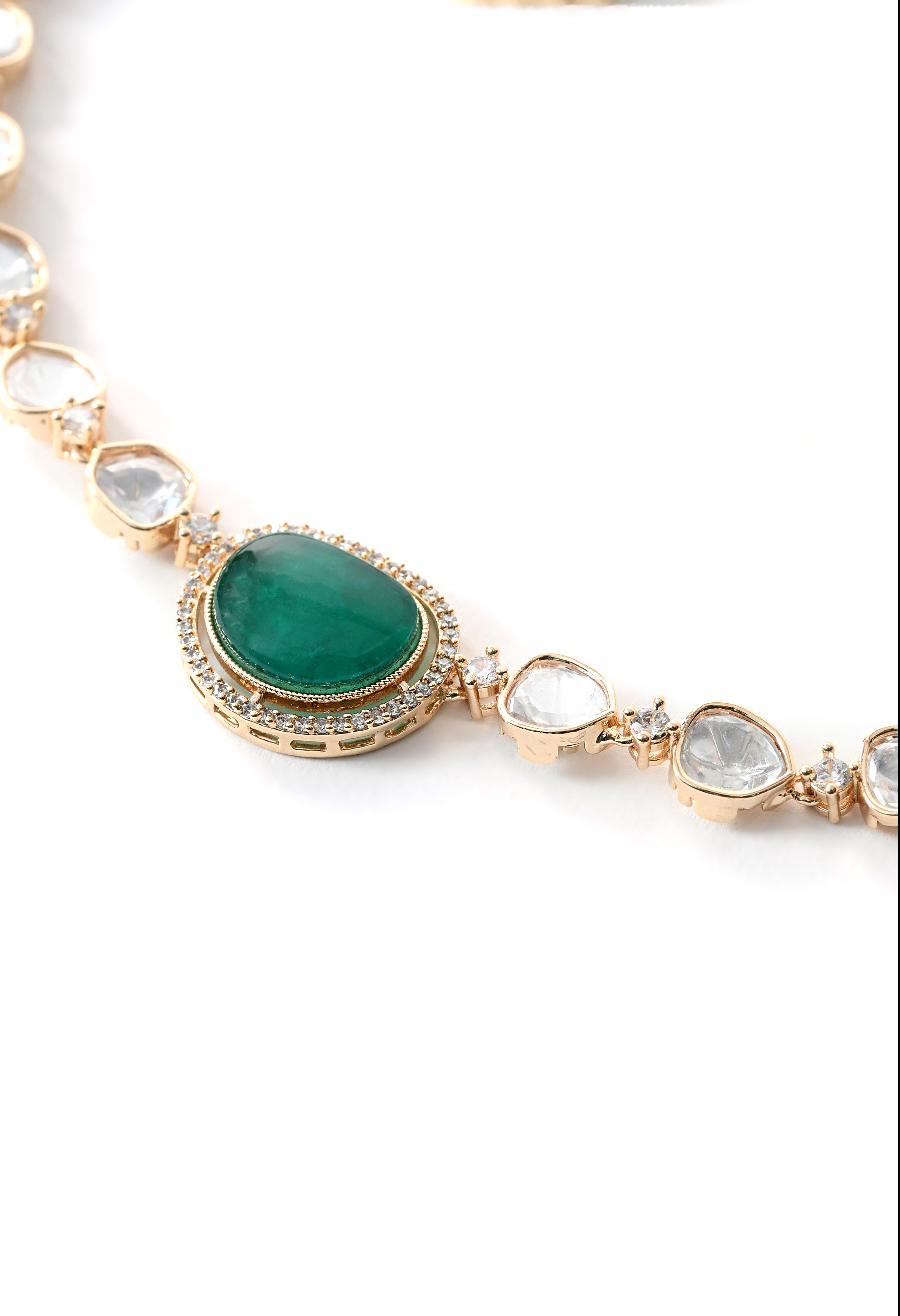 Green Ethnic Necklace & Earrings Set