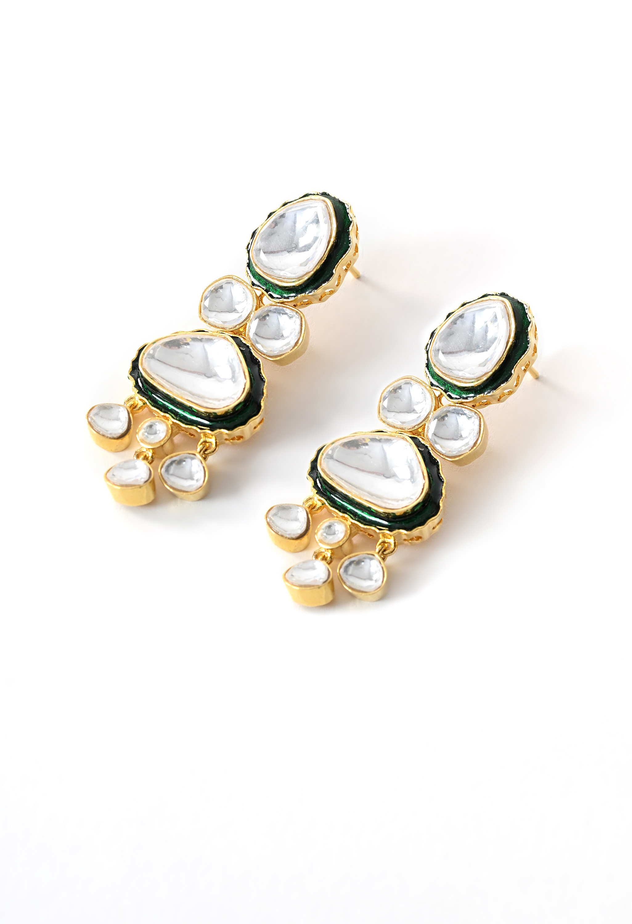 Green Long Bridal Necklace Set with Mangtika